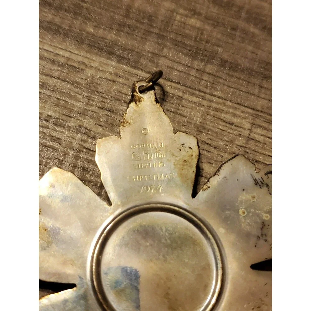 1974 Gorham Sterling Silver Snowflake Christmas Ornament Pendant Hallmarked